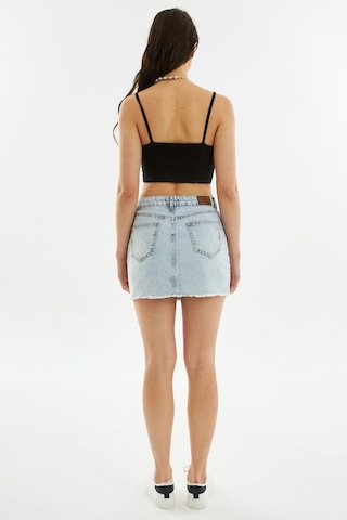 Explode - Kadın Yırtık Detaylı Mini Kot Etek Açık Mavi-açık Mavi Açık Mavi