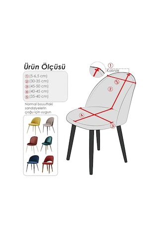 Tuğla Desen Oval Sandalye Kılıfı, Sandalye Örtüsü 6 Adet Taş.gri Taş Gri