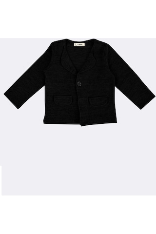 Luess Unisex Çocuk Yumuşak Dokulu Cep Detaylı Ceket-siyah Siyah