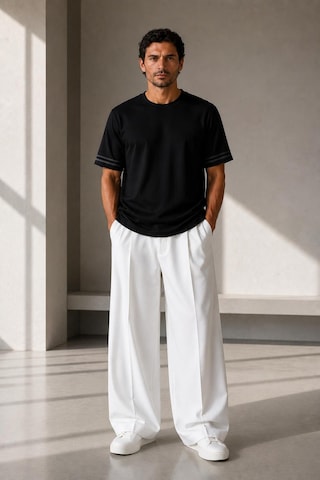 Alexandergardi Şerit Detaylı Kontrast Yaka Basic T-shirt Siyah