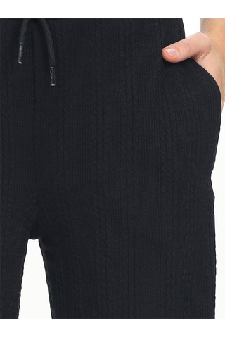 Denokids Kız Çocuk Geniş Paça Siyah Basic Eşofman Altı Renkli Siyah