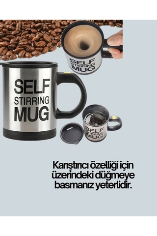 Otomatik Karıştırmalı Termos Kupa Ergonomik Tasarım Resimdeki