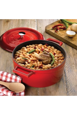 Lava Trendy Çap Döküm Yuvarlak Tencere 24 CM Kırmızı