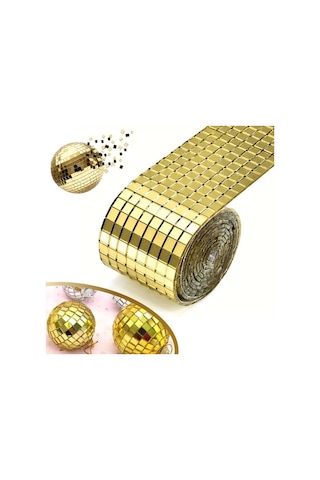 1 Metre Uzunluğunda Gold Renk Aynalı Mozaik Taşlı Dekor Bandı 4 Cm X 1 Mt 3731