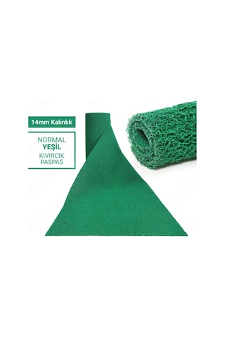 100x80cm Yeşil Kıvırcık Paspas-halı Kaymaz Yolluk Lidya 14mm Yeşil