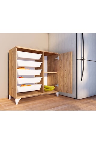 Buse Çok Amaçlı Sepetli Kiler Ve Oyuncak Dolabı-Atlantik Çam atlantik çam