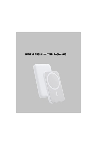 Manyetik Kablosuz Powerbank - Ultra Hafif, Apple iPhone 12-15 Uyumlu Siyah