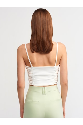 Dilvin 20129 Büzgülü Detaylı Crop Top