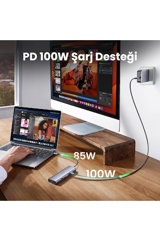 Ugreen Type-c To 2 Usb 3.0 2 Usb-c 4k/60hz Hdmı Gigabit Ethernet Sd Tf Kart Okuyucu Çoklayıcı Hub Adaptör