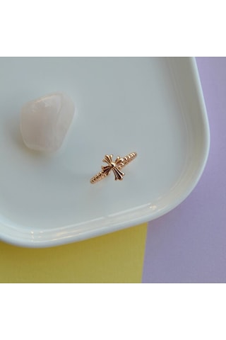 Rose Gold Renk Cross Yüzük Haç Model Ayarlanabilir Yüzük Renkli