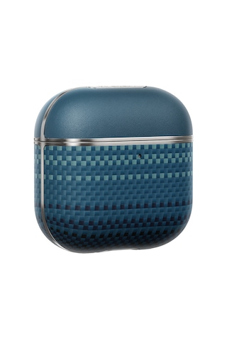 Apple Uyumlu AirPods 4 Kılıf Aramid Fiber Pitaka Tactile Woven Sunset-moonrise Serisi Sunset Kapak Mavi