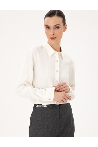 Pierre Cardin Kadın Ekru Gömlek Desenli 50292250-vr019 Ekru