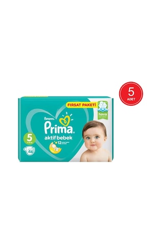 Prima Pampers Aktif Bebek Fırsat Paketi Bebek Bezi 11-16 KG 5 Beden 5 x 46 Adet 5'li
