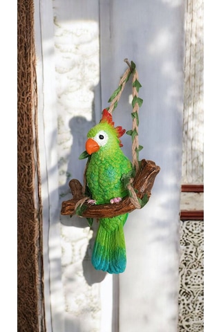 2 Adet Dekoratif Sallanan Duvar Ve Bahçe Süsü Papağan Sarı-yeşil