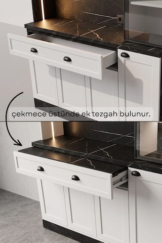 Kenzo Kahve Köşesi 150 Cm Siyah - Beyaz