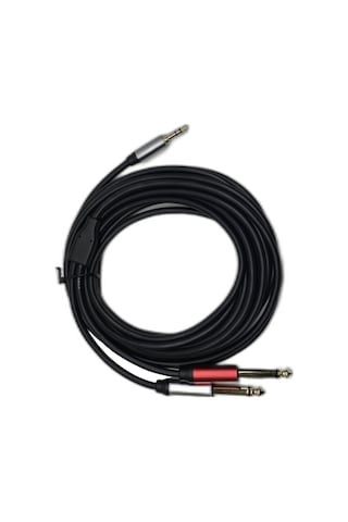 5 Metre 3.5 Mm To 2 X 6.35 Mm Ses Kablosu - Aux To Çivi Jak Mikser Ve Amfi Bağlantı Kablosu