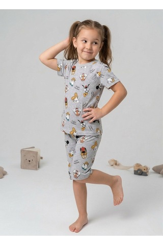 Beka Kids Kız Çocuk Kısa Kollu Ve Şortlu Bisiklet Yaka Rahat Desenli Pijama Takımı Alt-üst Takım Krem