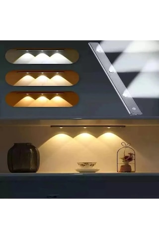 60 Cm Hareket Sensörlü 3 Renk Usb Şarj Dim Edilebilir Aplik Siyah