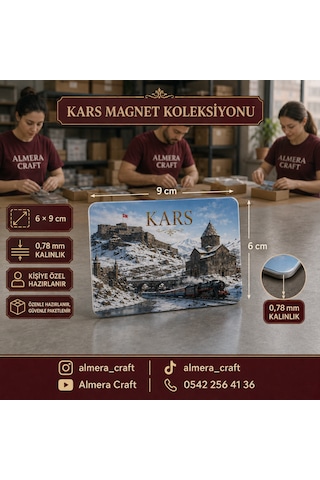 Almera Craft Kars Temalı 9 Lu Magnet Seti 6x9 Cm Kişiye Özel Buzdolabı Süsü 6cm 9cm