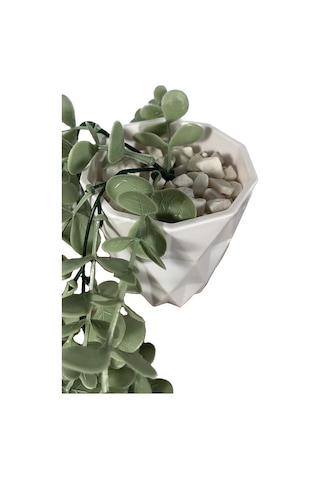 Lilac Home Elmas Beyaz Saksıda Pastel Yeşili Okaliptus Sarkıtı Yapay Çiçek