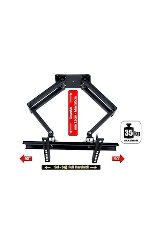 Dizayn Truva 32'' - 42'' - 82 - 106 Ekran Çift Kollu Hareketli Tv Askı Aparatı Su Terazili