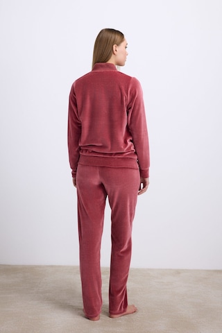 Man11560-1086 Anil Ev Giyim Anıl Kadın Kadife Dokulu Fermuarlı Uzun Kollu Sweatshirt Ve Pantolon Takım 11560 GÜL KURUSU