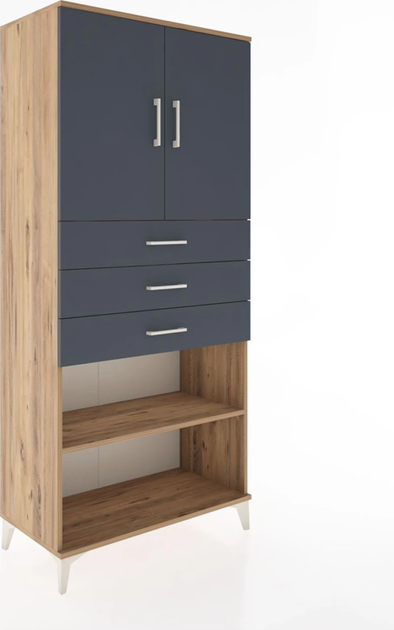 Hyperion Dolap 3 Raflı 3 Çekmeceli 2 Kapaklı 88x44x195 Çam-an... Çam