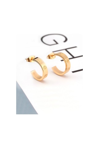 Chavin Gold Vidalı Tasarım Kadın Çelik Küpe Eh81sr Gold