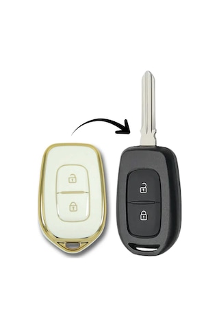 Renault Symbol 12-18 Dacia Sandero 2 Buton Beyaz Oto Anahtar Kumanda Kabı Kılıfı