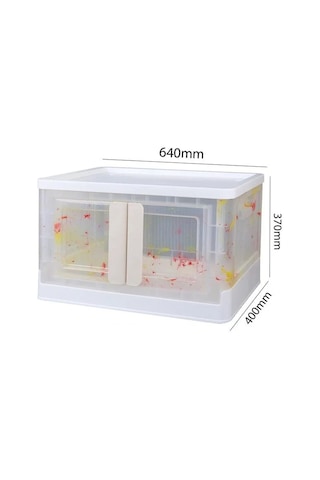 Sunup Sn-25883 72l Katlanabilir Plastik Saklama Kutusu Renkli Kapaklı Tekerlekli 40x64x37cm
