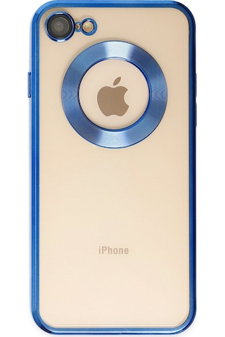 Apple Uyumlu iPhone 8 Yanları Renkli Lens Korumalı Logo Gösteren Şeffaf Luxury Kılıf - Rose Gold
