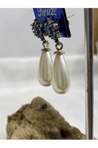 Gümüş İncili Kadın Küpe Beyaz