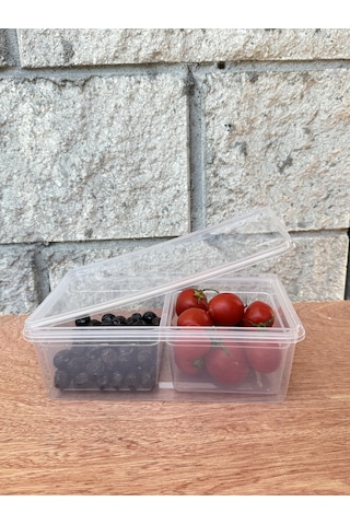 Saklama İki Bölmeli 1.5 L Saklama Kabı 10'lu