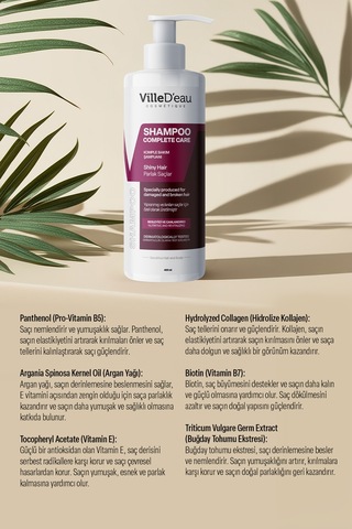 Villed'eau Yıpranmış ve Kırılan Saç İçin Komple Bakım Şampuan 400 ML