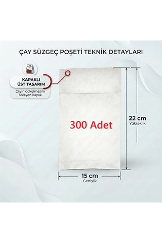 300 Adet Endüstriyel Demlik İçi Çay Filtresi Körüklü Kapaklı Çay Süzgeci Boş Demlik Poşeti Bonesi 15x22 Cm Bitki Kış Çay Demleme