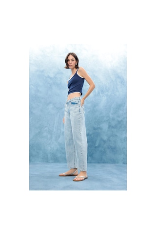 Defacto Barrel Fit Normal Bel Bilek Boy Jean Yıkamalı Pantolon F6102ax25aunm39 Mavi