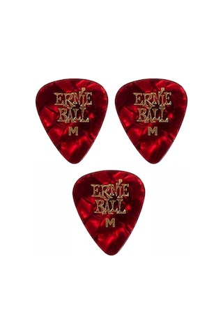 Ernie Ball P09166 Pearloid Medium Kırmızı Gitar Pena 3 Adet 0,72mm