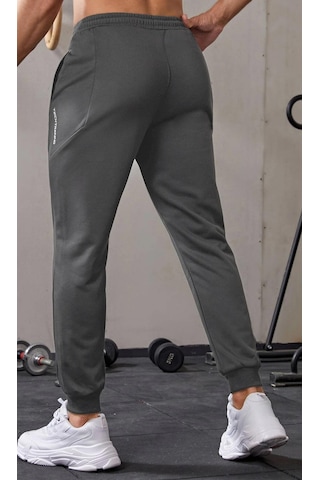 Ghassy Co. Erkek Dar Paça Running Hafif Koşucu Fitness Gym Athletic Dalgıç Kumaş Spor Eşofman Altı 001 Füme