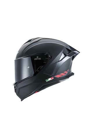 Sway SW 867 Red Strıp Siyah Camlı Motosiklet Kaskı Mat Siyah
