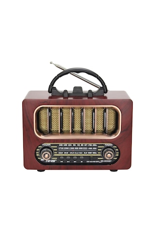 Orta Boy Retro Ahşap Tasarım Bluetooth Hoparlörlü Radyo Fm/am Destekli, Şarjlı Ve Taşınabiliri Radyo Ns-6636 4741