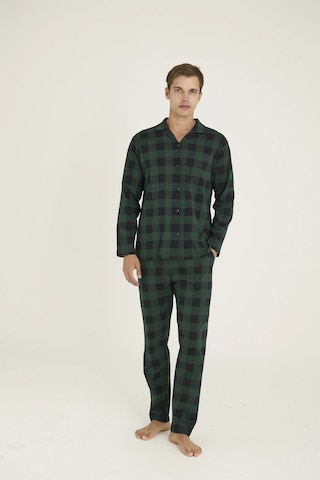 Kocabey 9209 Erkek Apaj Yaka Pijama Takım Yeşil