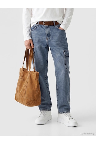 Lcw Jeans İndigo Baggy Fit Erkek Kargo Jean Pantolon