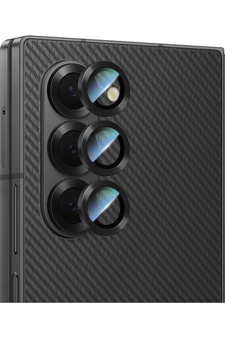Galaxy Z Fold 6 Uyumlu Caseworld Alloy Serisi Oleofobik Anti Reflective Kamera Lens Koruyucu Siyah