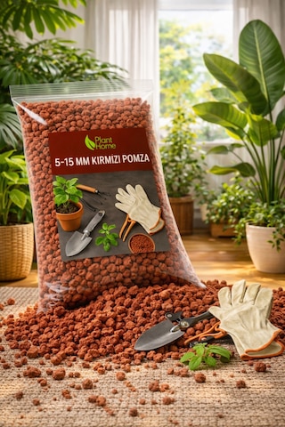 5-15 Mm Kırmızı Pomza Taşı Saksı Bitkileri İçin Drenaj Ve Havalandırma Sağlayan Premium Pomza 5 Lt