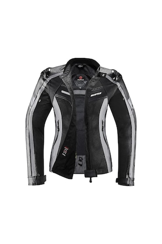 Scoyco Jk152w Motosiklet Montu Kadın 4 Mevsim Dayanıklı Pu Kumaş Motorcu Mont Women Grey