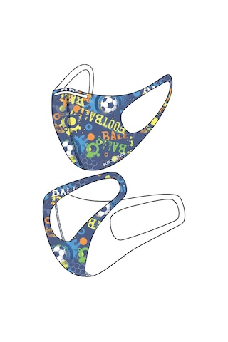 Blackspade 90023 Futbol Desenli Yıkanabilir Kumaş Çocuk Maskesi 7 - 12 Yaş