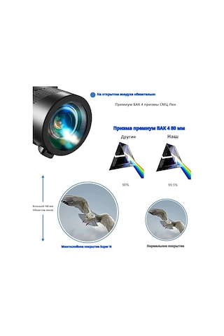 Suofeng Siyah Cep Telefonu Monokülü, 80x100 Büyük Çaplı, Yüksek Çözünürlüklü, Aydınlatma Az Ortamlarda Görüntüleme, Telefon Tutucu + Tripod + Çanta Ve Diğer Aksesuarlar Dahil