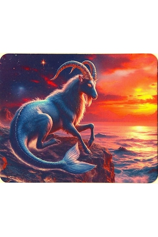 Oğlak Burcu Desenli Tip Kaymaz Taban Optik Bilgisayar Notebook Burçlar Mouse Pad Mauspad 17x 21 Cm