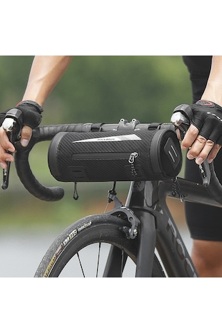 Rockbros-bisiklet Gidon Çantası Su Geçirmez Bisiklet Ön Saklama Y21613 Siyah