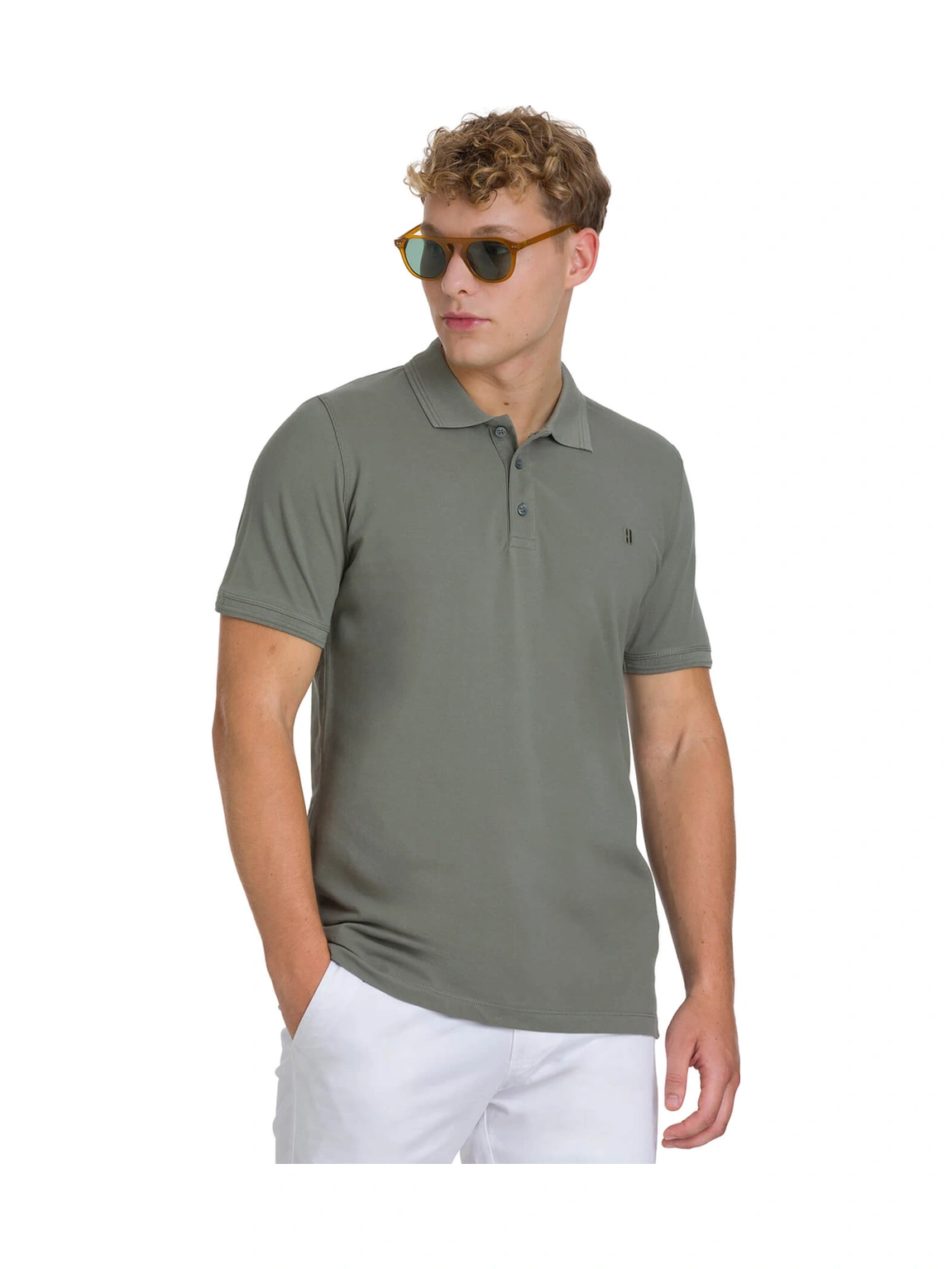 Hatemoğlu Zeytin Yeşili Regular Fit 100% Pamuklu Polo Yaka Tişört 35226 Vetiver Gri